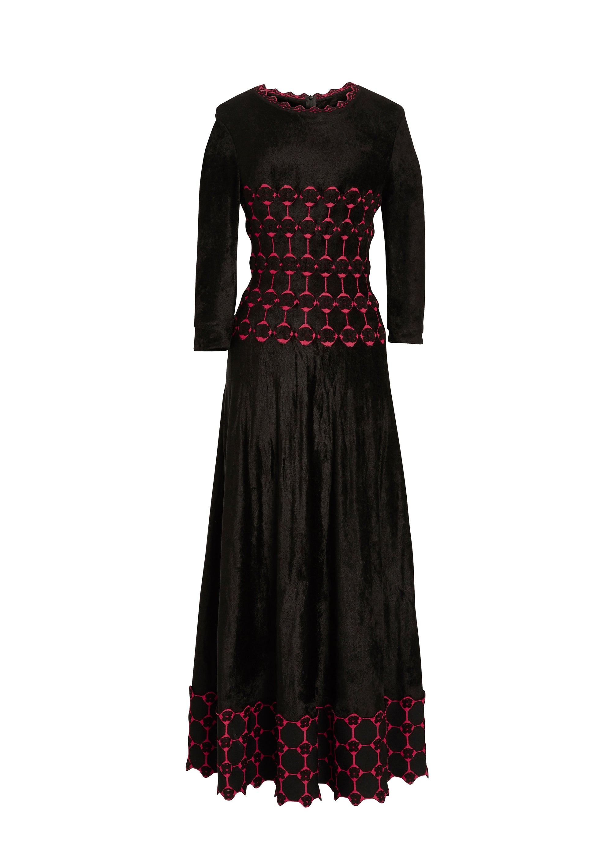 Azulejos 3/4 sleeve maxi dress - Black & Red