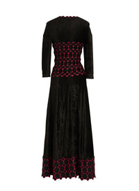 Azulejos 3/4 sleeve maxi dress - Black & Red
