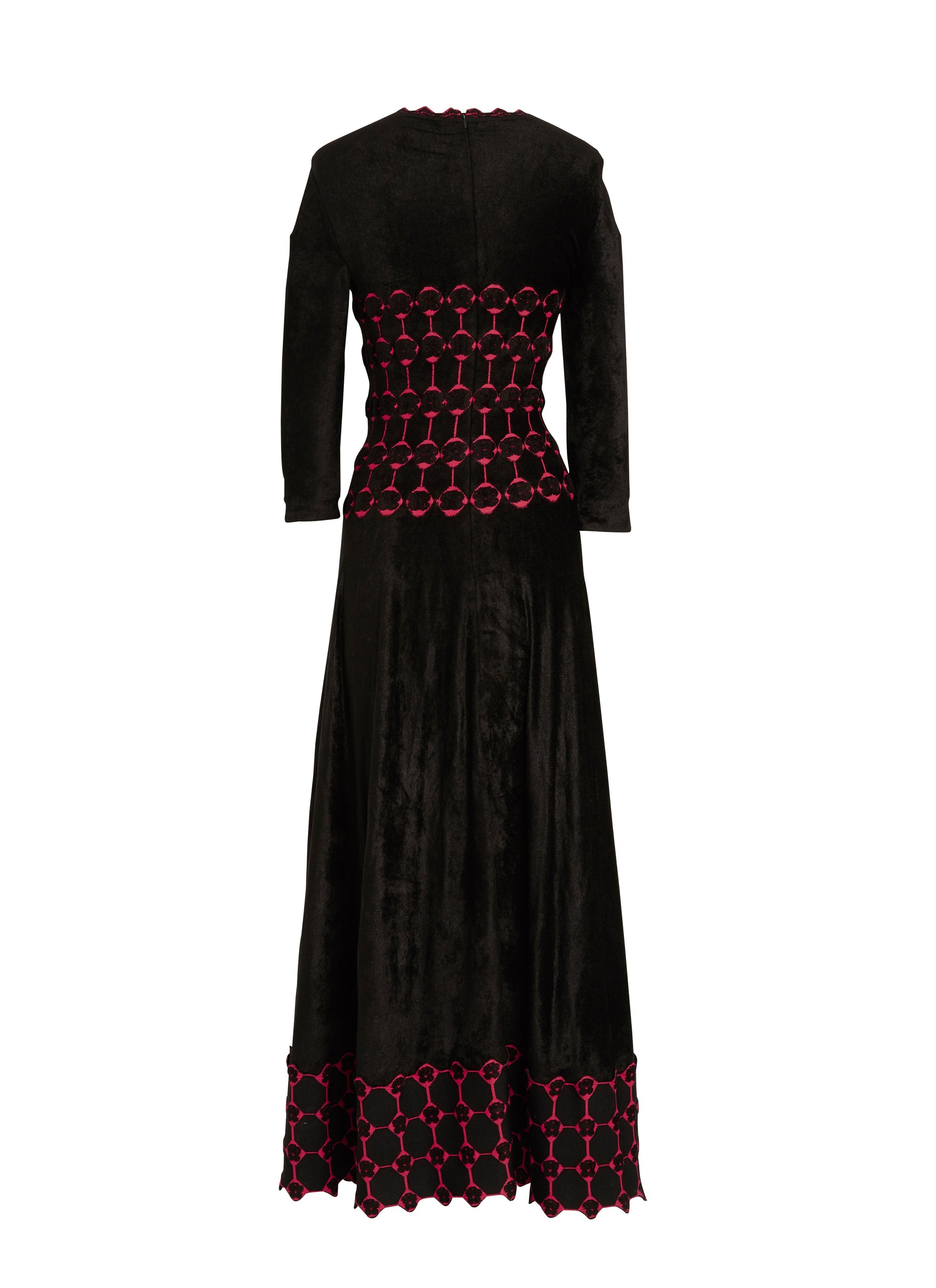 Azulejos 3/4 sleeve maxi dress - Black & Red