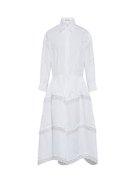 Robe chemise à bandes ajourées - Blanc
