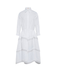 Robe chemise à bandes ajourées - Blanc