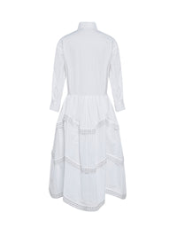Robe chemise à bandes ajourées - Blanc