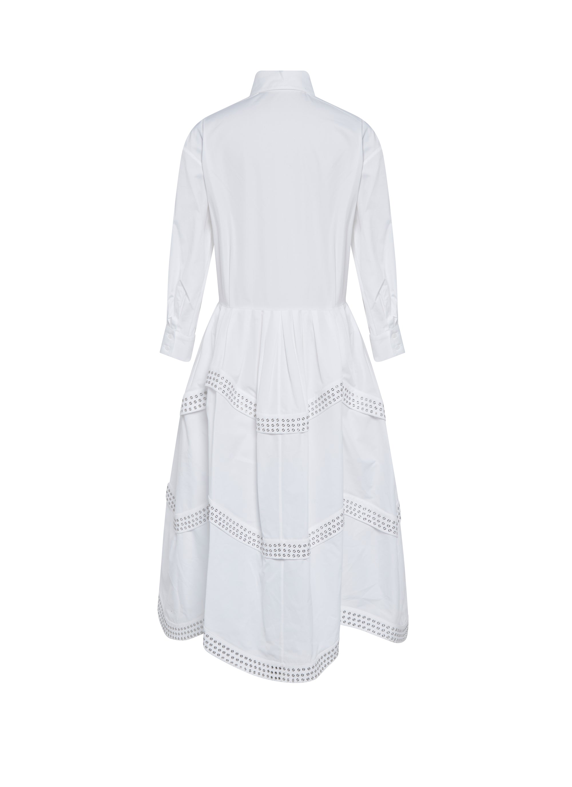 Robe chemise à bandes ajourées - Blanc