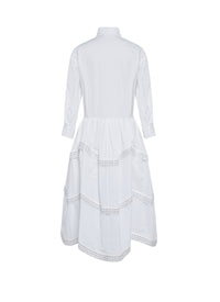 Robe chemise à bandes ajourées - Blanc