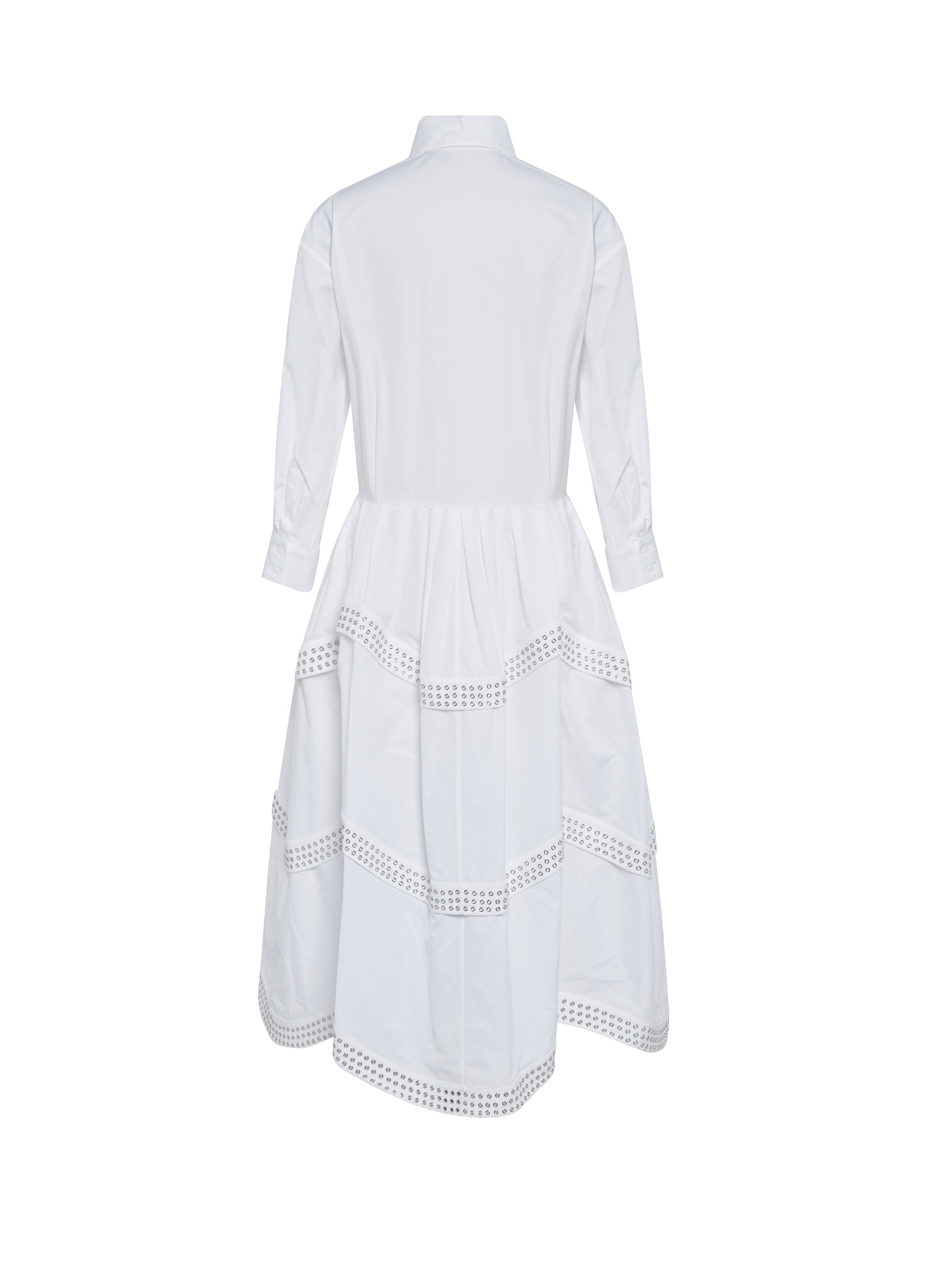 Robe chemise à bandes ajourées - Blanc
