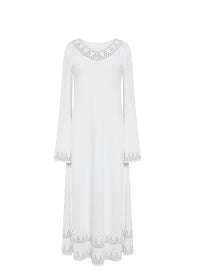 Robe longue à motif argenté - Blanc