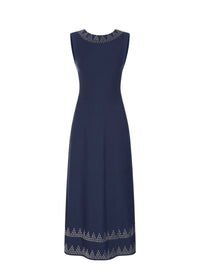 Mesh triangle sleeveless dress - Cobalt