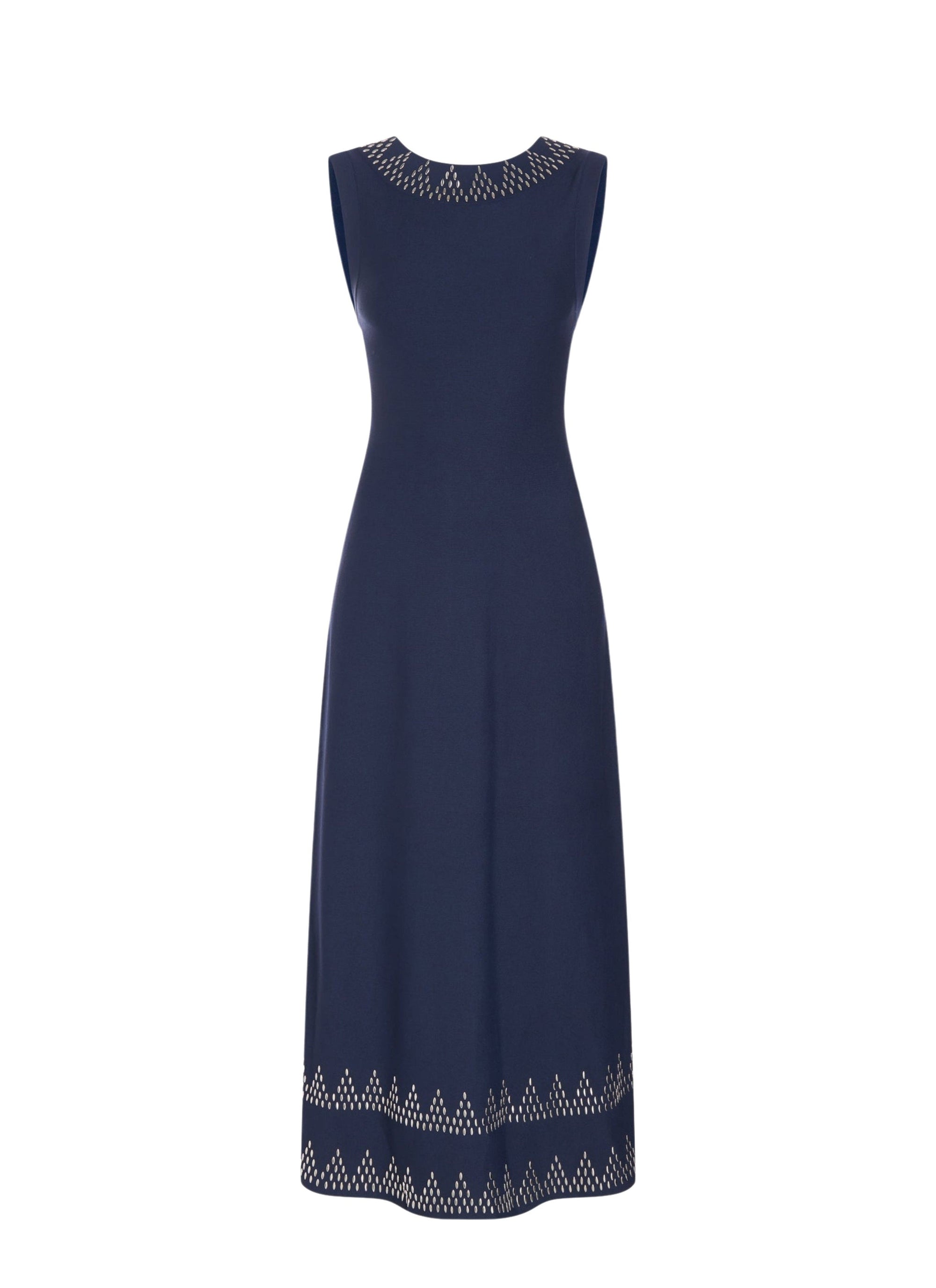 Mesh triangle sleeveless dress - Cobalt