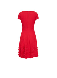 Robe col danseuse à manches courtes - Ecarlate