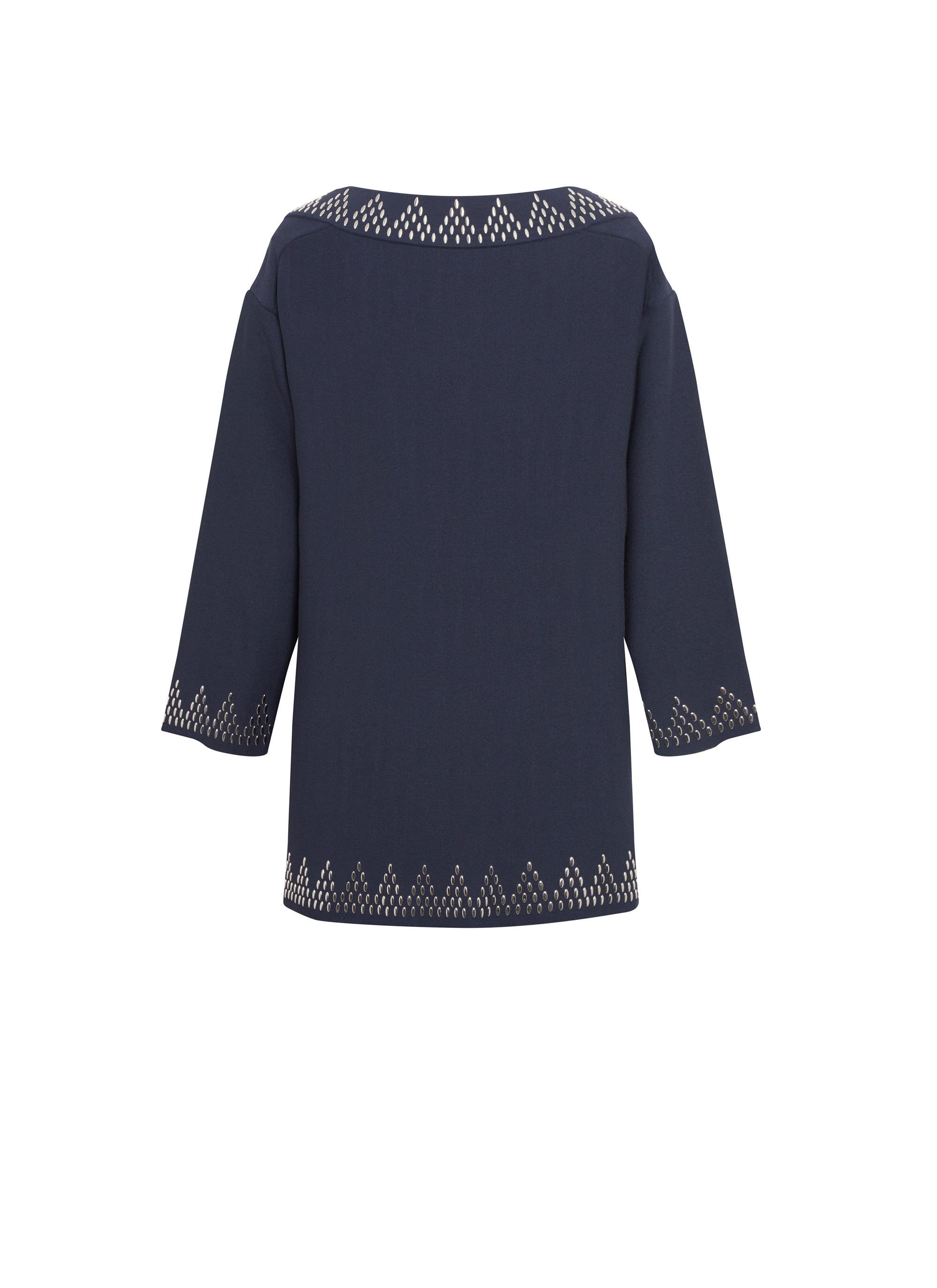 Long-sleeved jumper with silver pattern - Cobalt