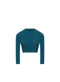 Knitted long sleeve button down cardigan - Petrole Blue
