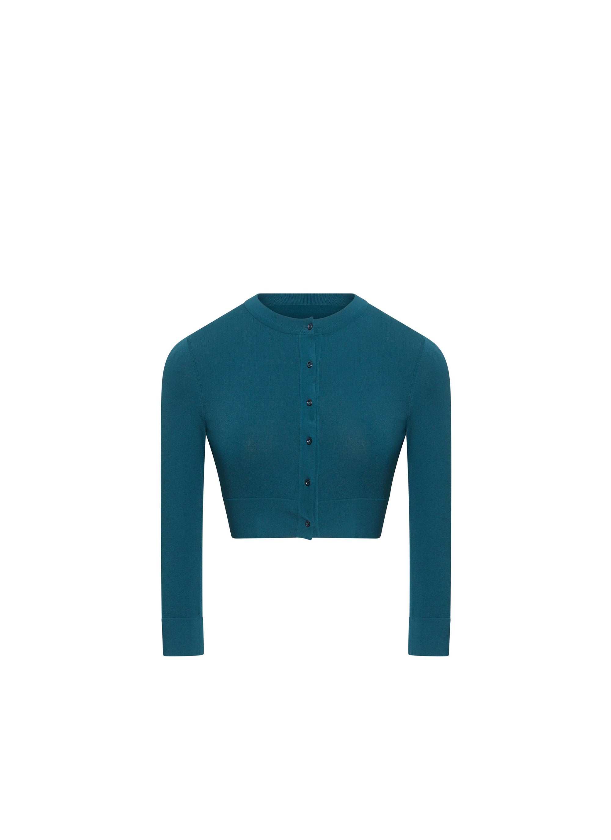 Knitted long sleeve button down cardigan - Petrole Blue