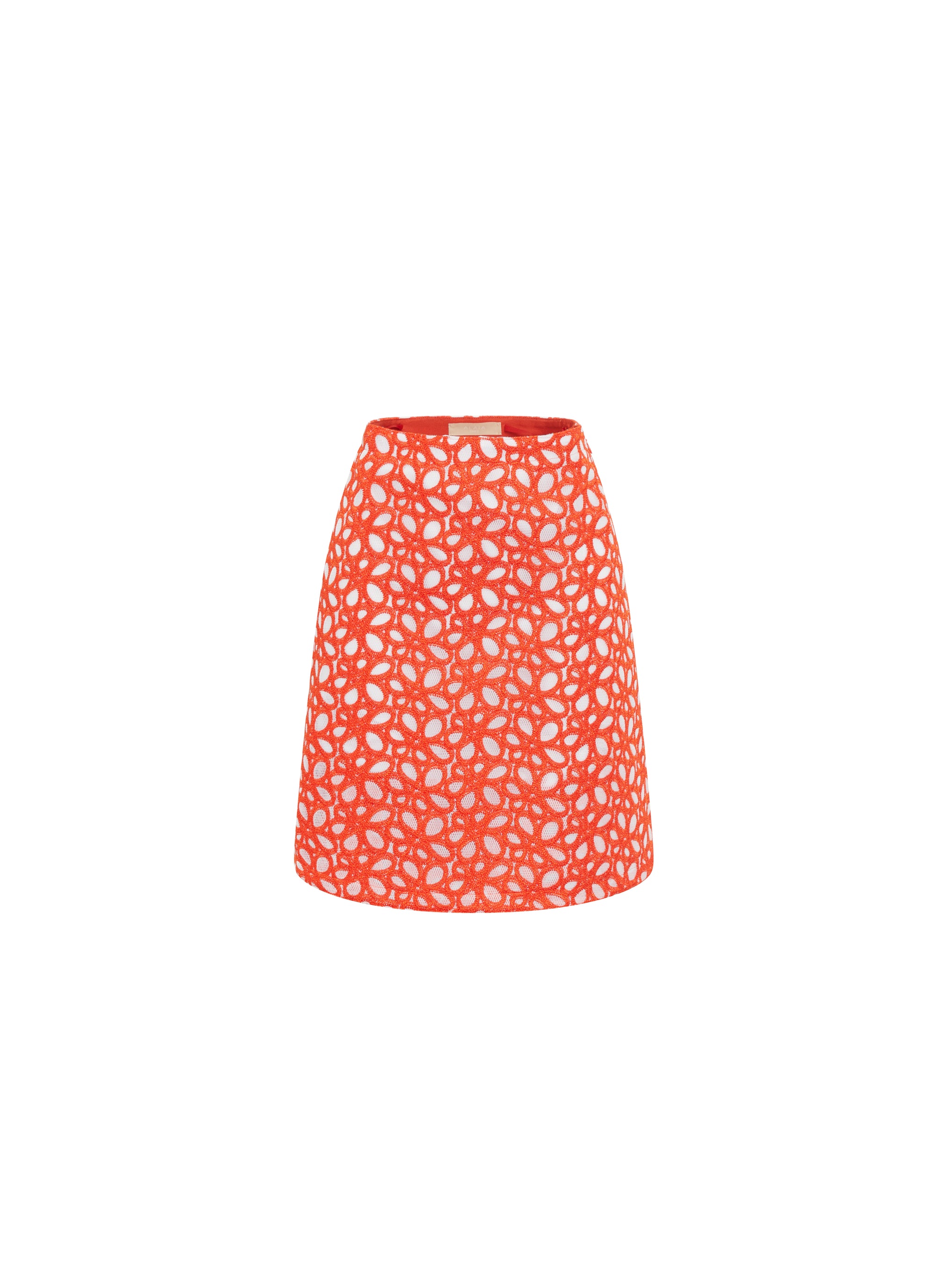 Jupe courte entièrement brodée - Orange Sanguine