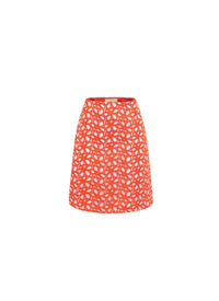 Fully embroidered short skirt - Orange Sanguine