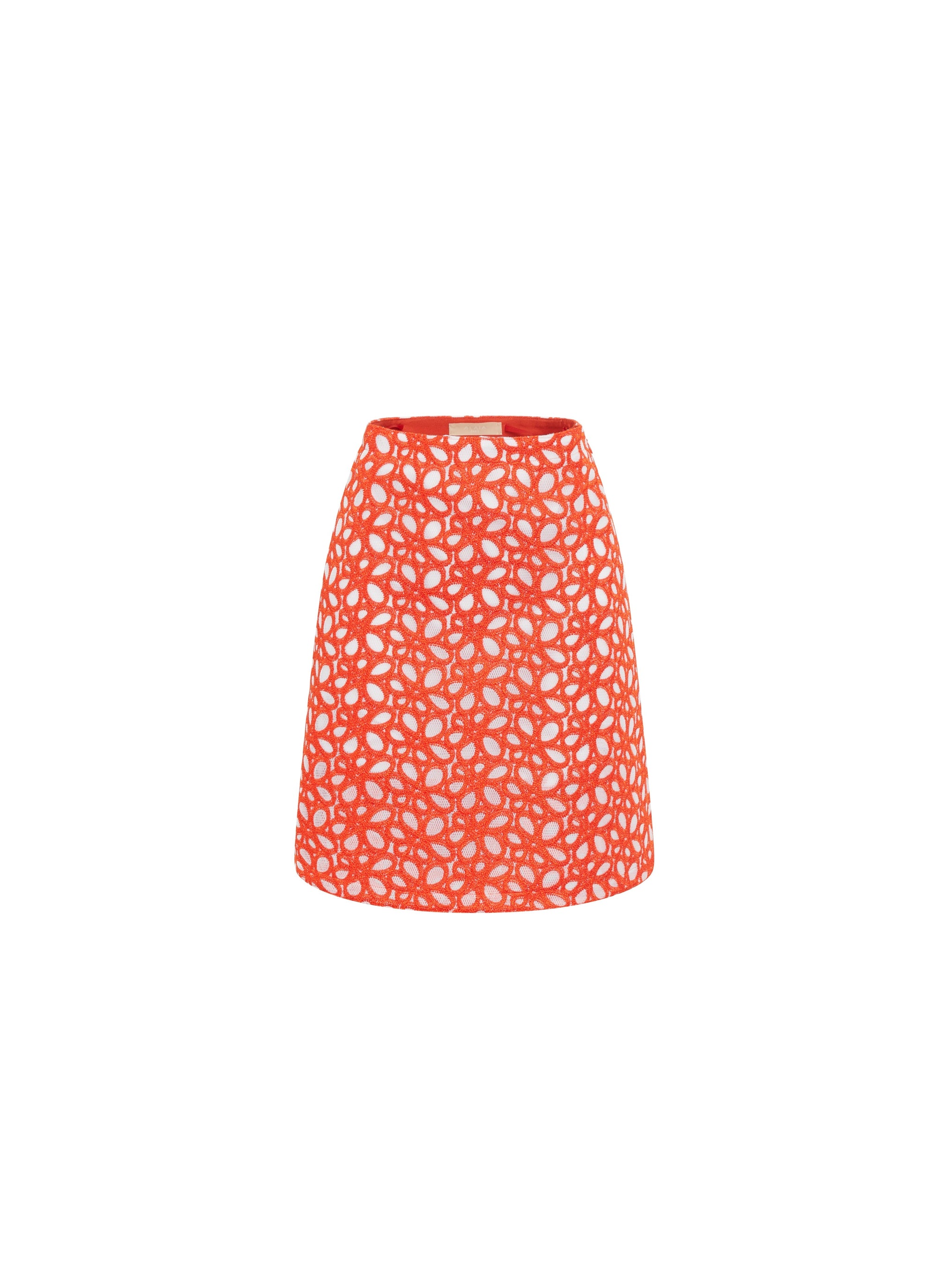 Fully embroidered short skirt - Orange Sanguine