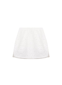 Mini-jupe brodée - Blanc
