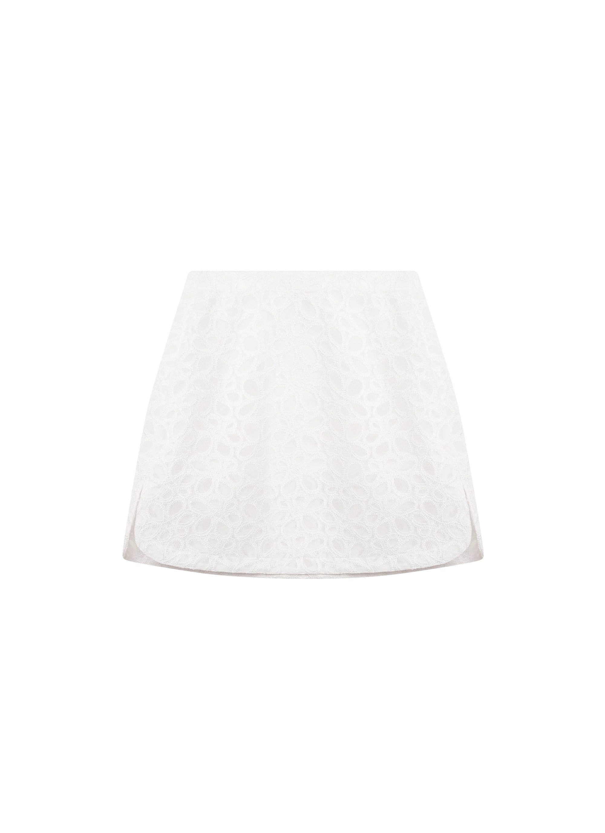 Mini-jupe brodée - Blanc