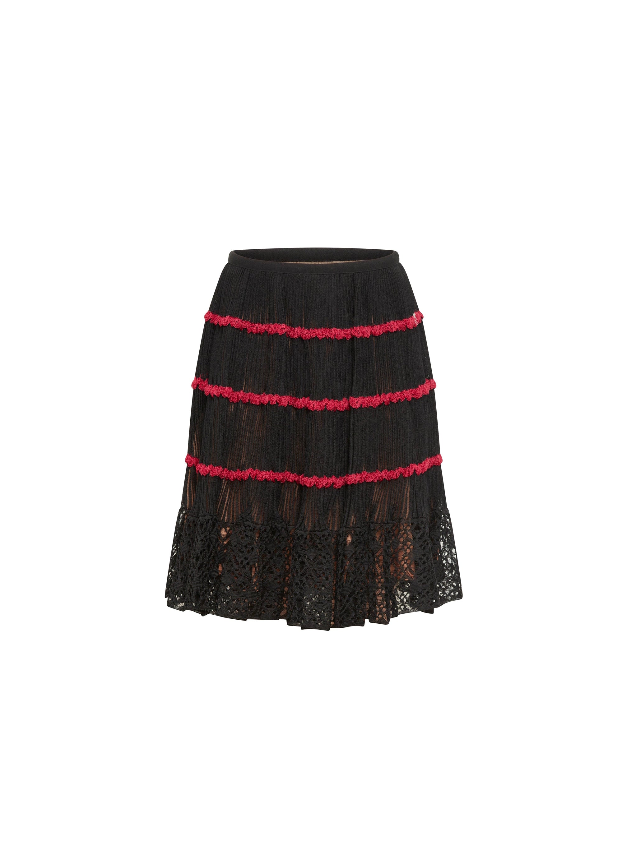 Skater skirt with silk trim - Black & Red