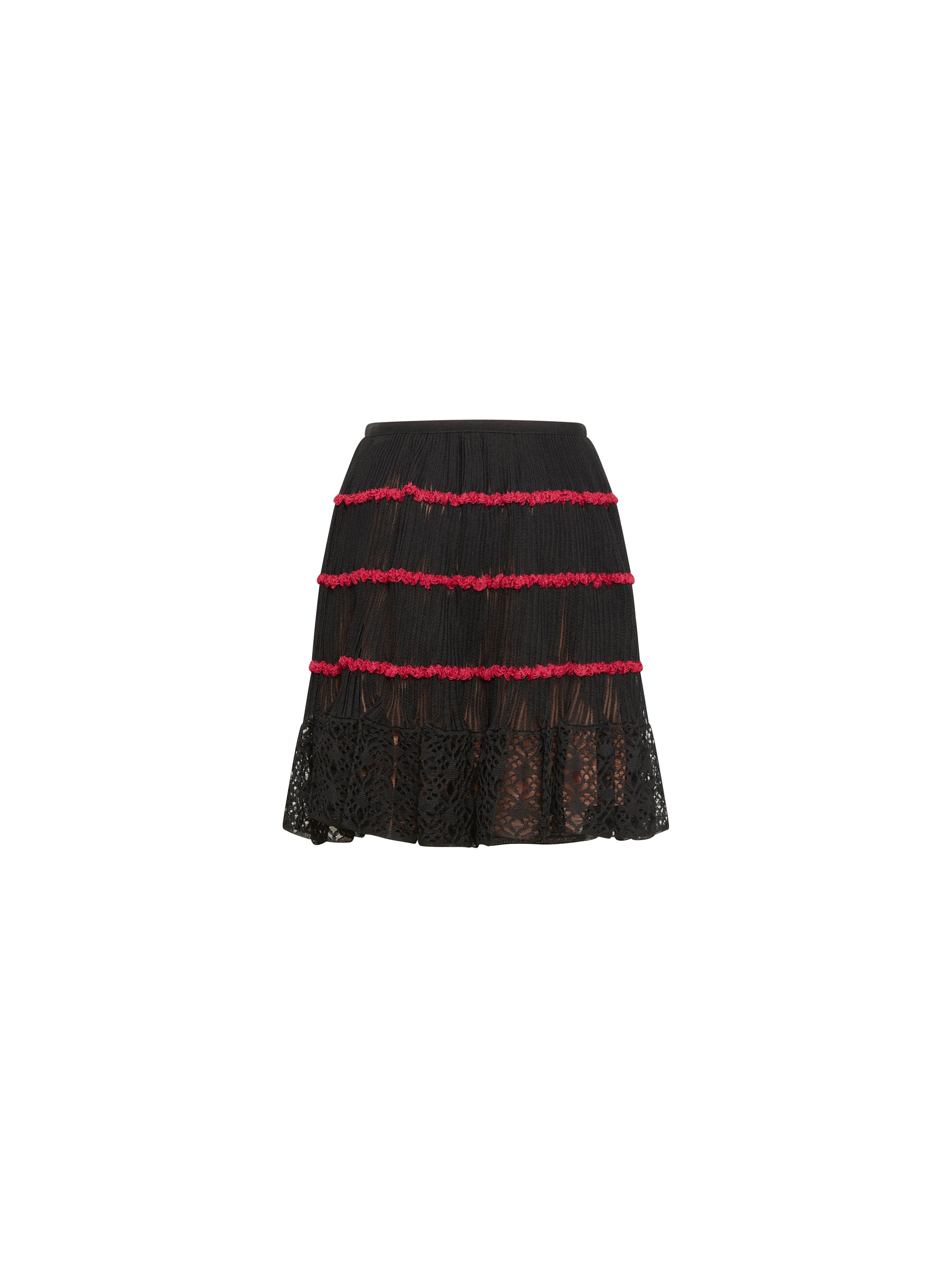 Skater skirt with silk trim - Black & Red
