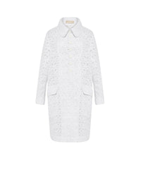 Buttoned lace coat - White