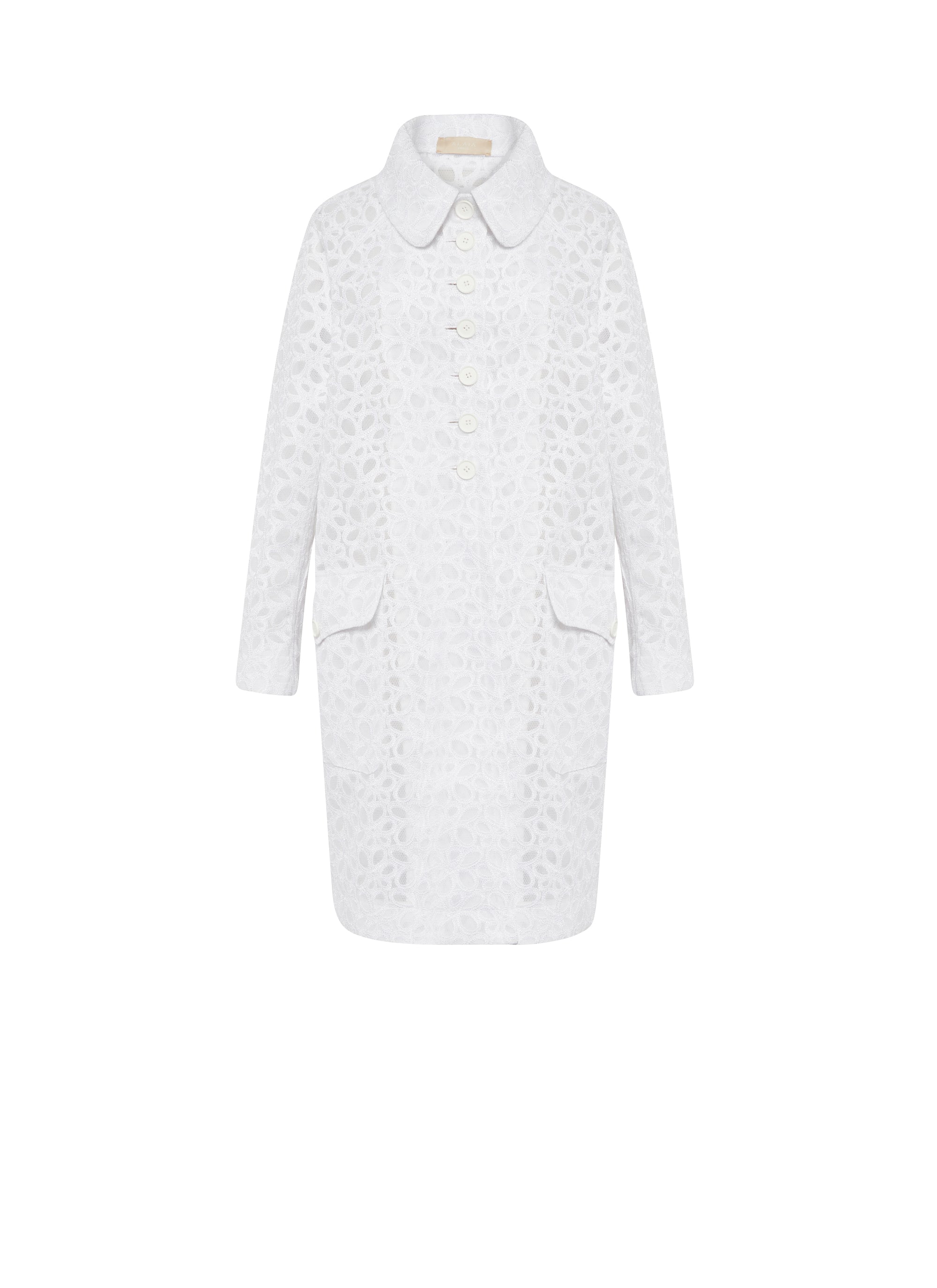 Buttoned lace coat - White