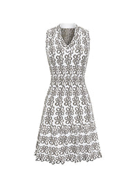 Robe Astragale col v sans manches en maille - Chair & Multicolore