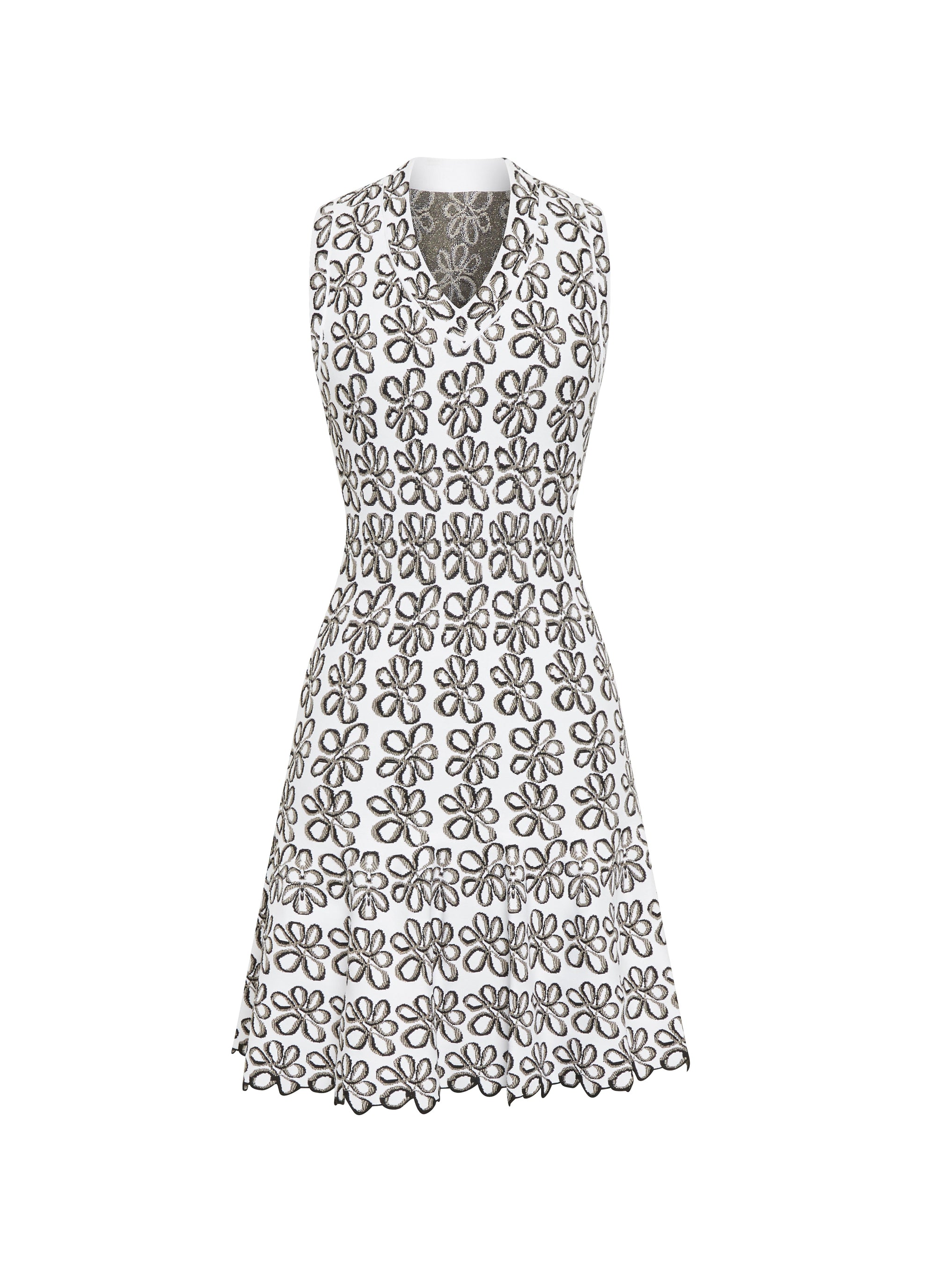 Robe Astragale col v sans manches en maille - Chair & Multicolore