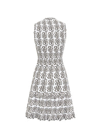 Robe Astragale col v sans manches en maille - Chair & Multicolore