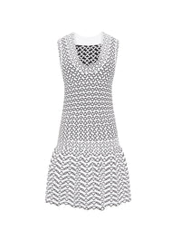 Robe courte sans manches Fantasia en maille - Blanc & Noir