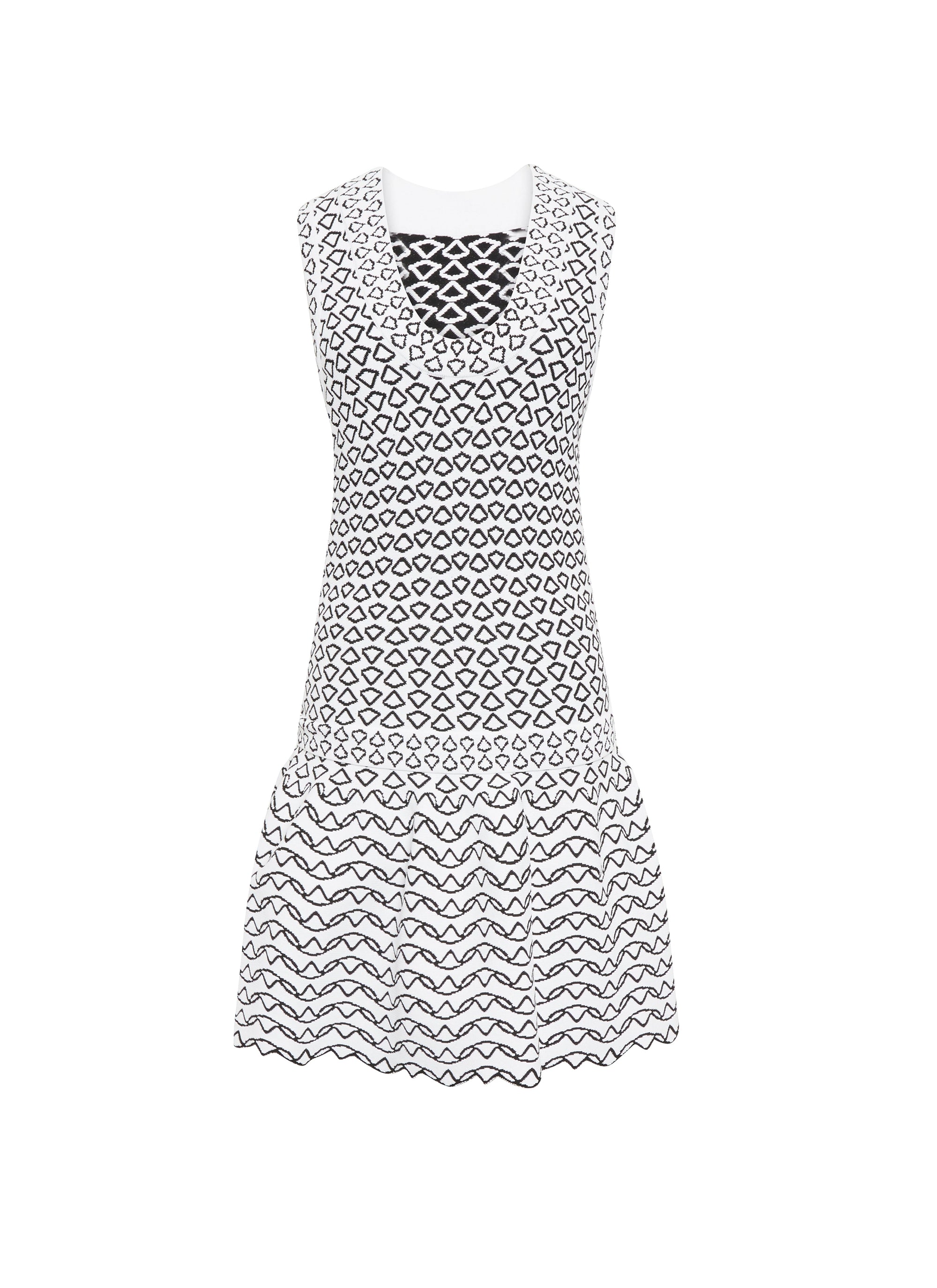 Robe courte sans manches Fantasia en maille - Blanc & Noir