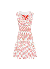 Robe courte sans manches - Blanc & Orange