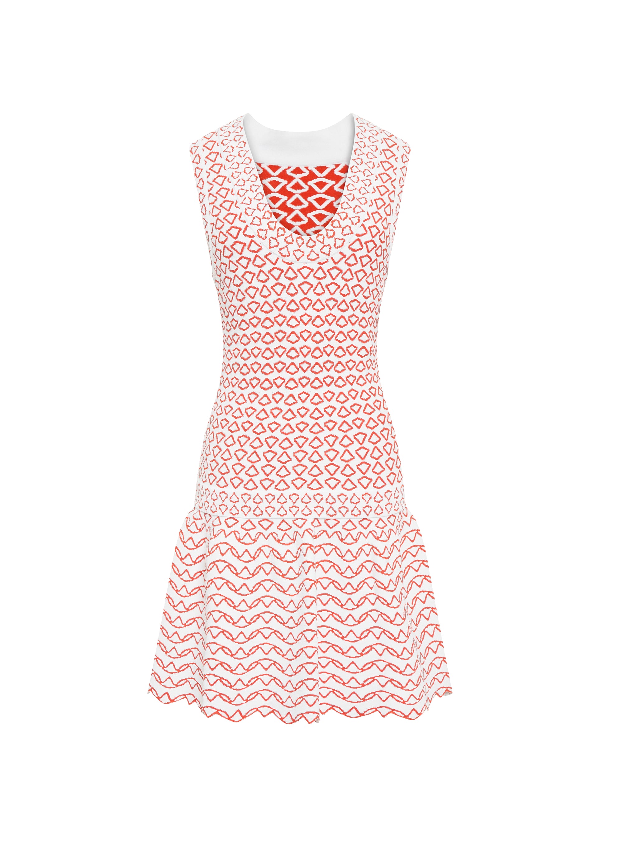 Fantasia knitted sleeveless short dress - White & Orange