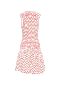 Fantasia short sleeveless knitted dress - White & Orange