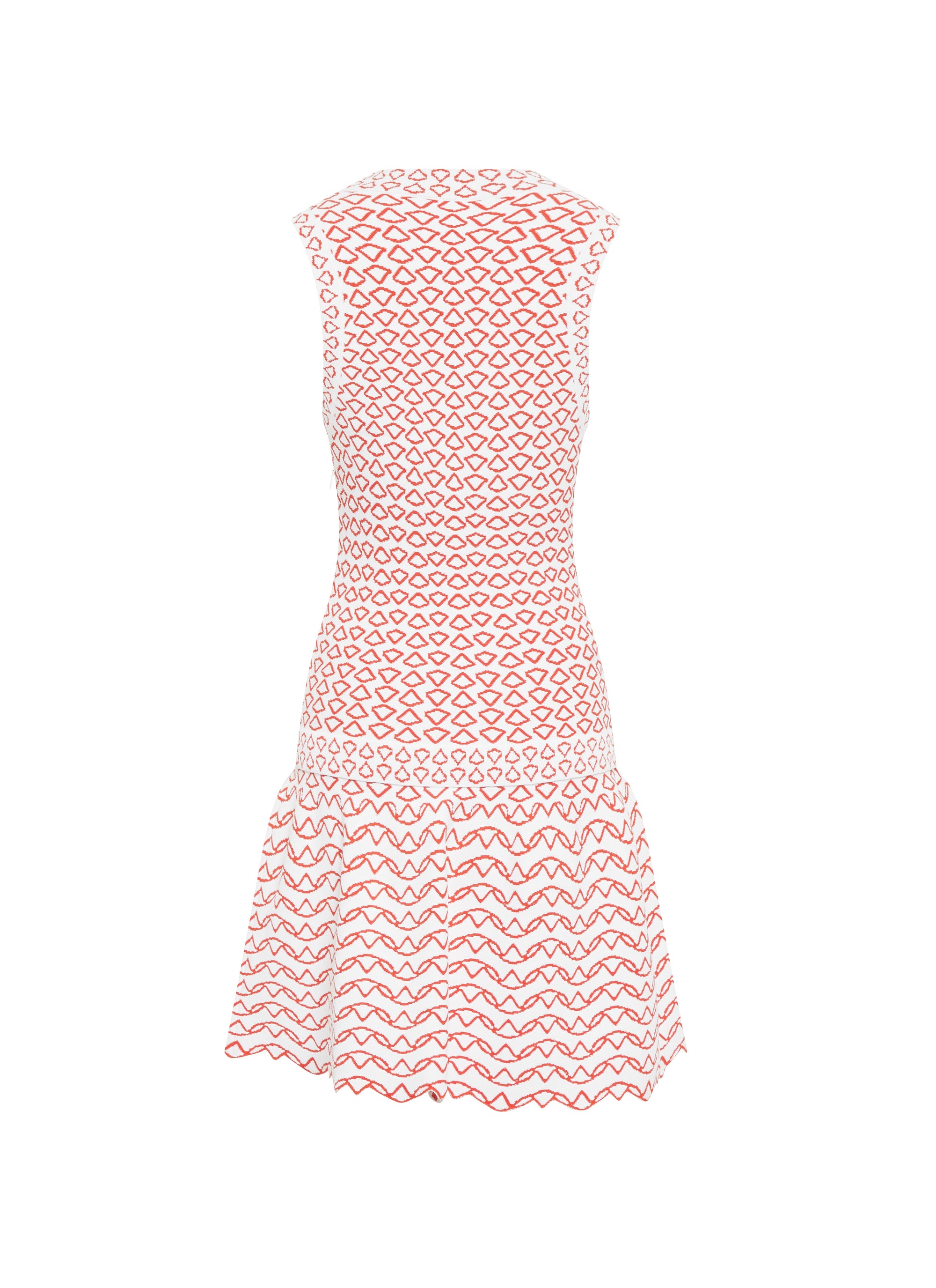 Fantasia short sleeveless knitted dress - White & Orange