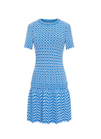 Fantasia short sleeved knitted dress - Blue & White