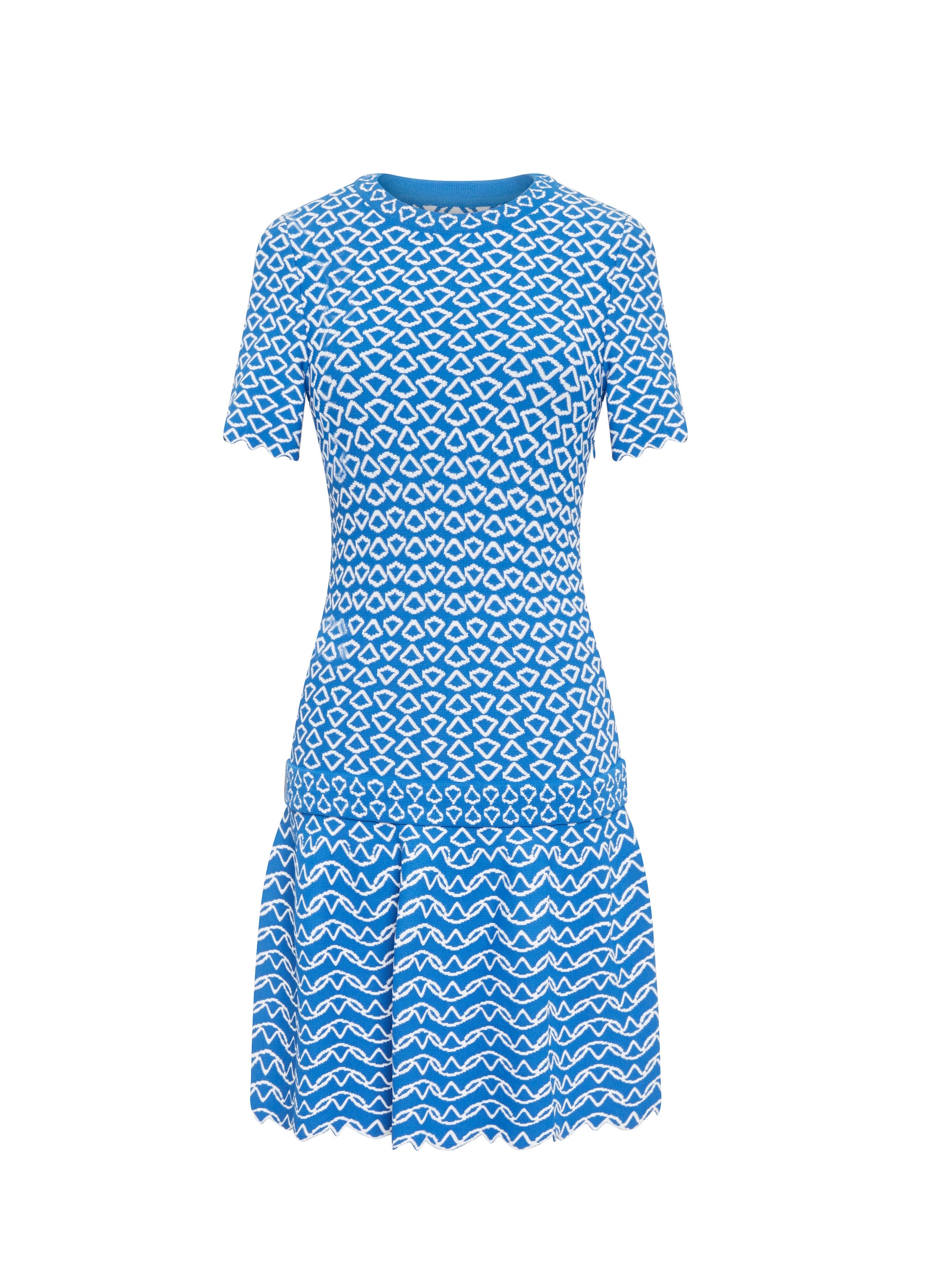 Fantasia short sleeved knitted dress - Blue & White