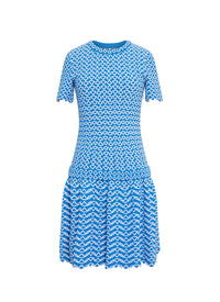 Robe à manches courtes Fantasia en maille - Bleu & Blanc