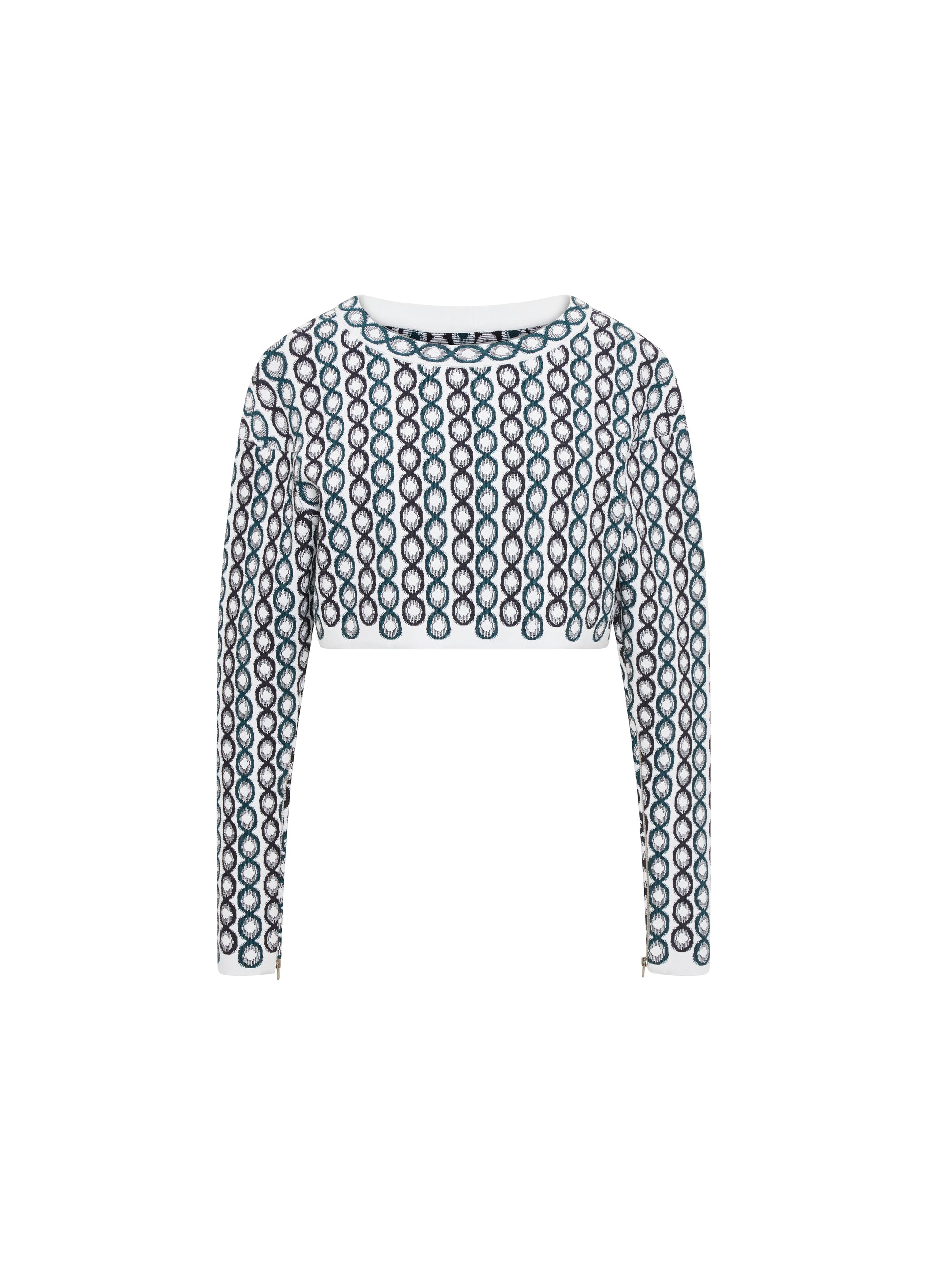 Long sleeve cropped jumper with zip - Multicolour