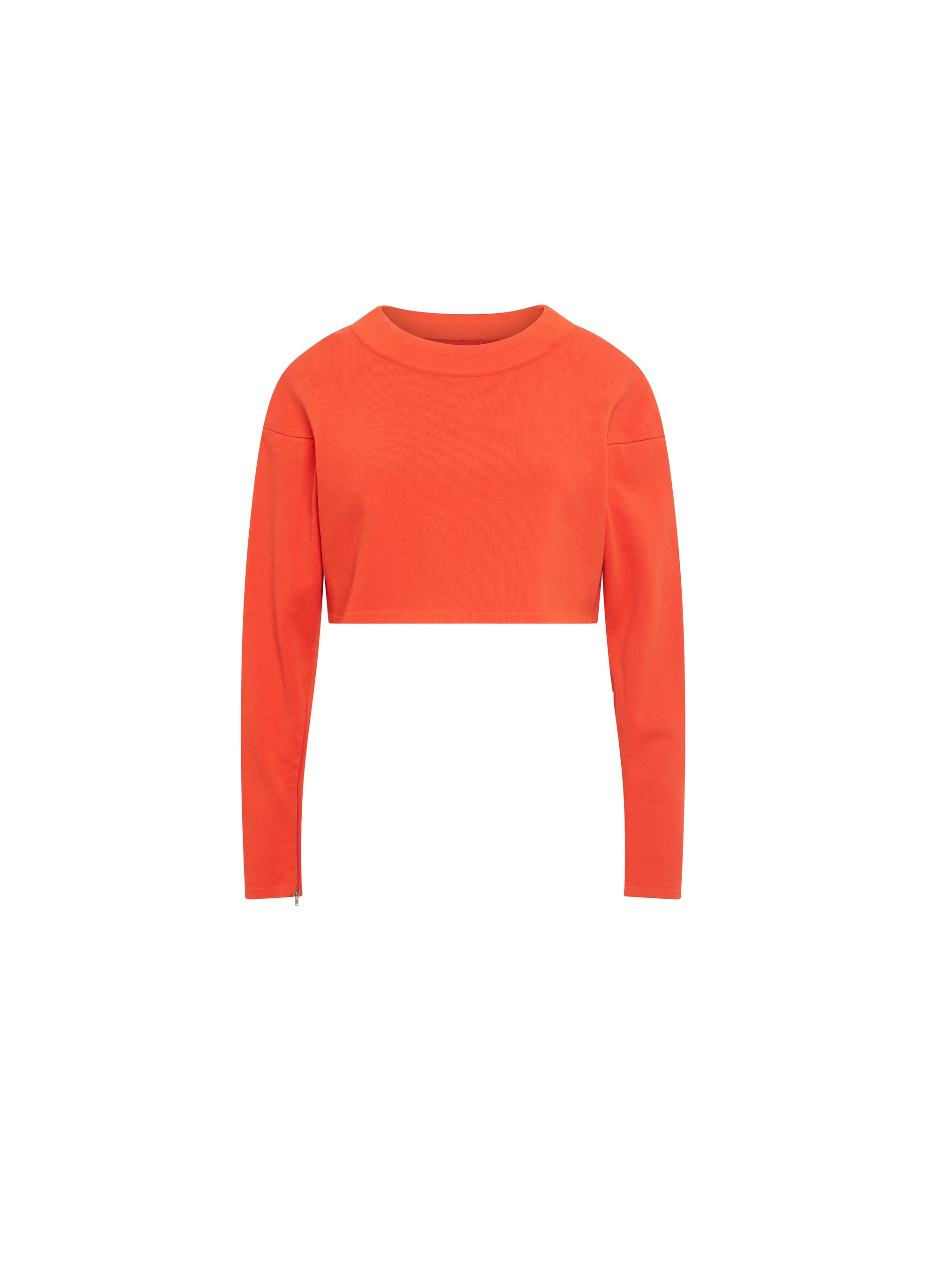 Pull court à manches longues avec zip - Orange Sanguine
