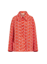 Caban boutonné à broderie fleurie - Orange Sanguine