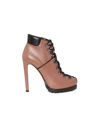 Leather leopard print platform ankle boots - Tobacco