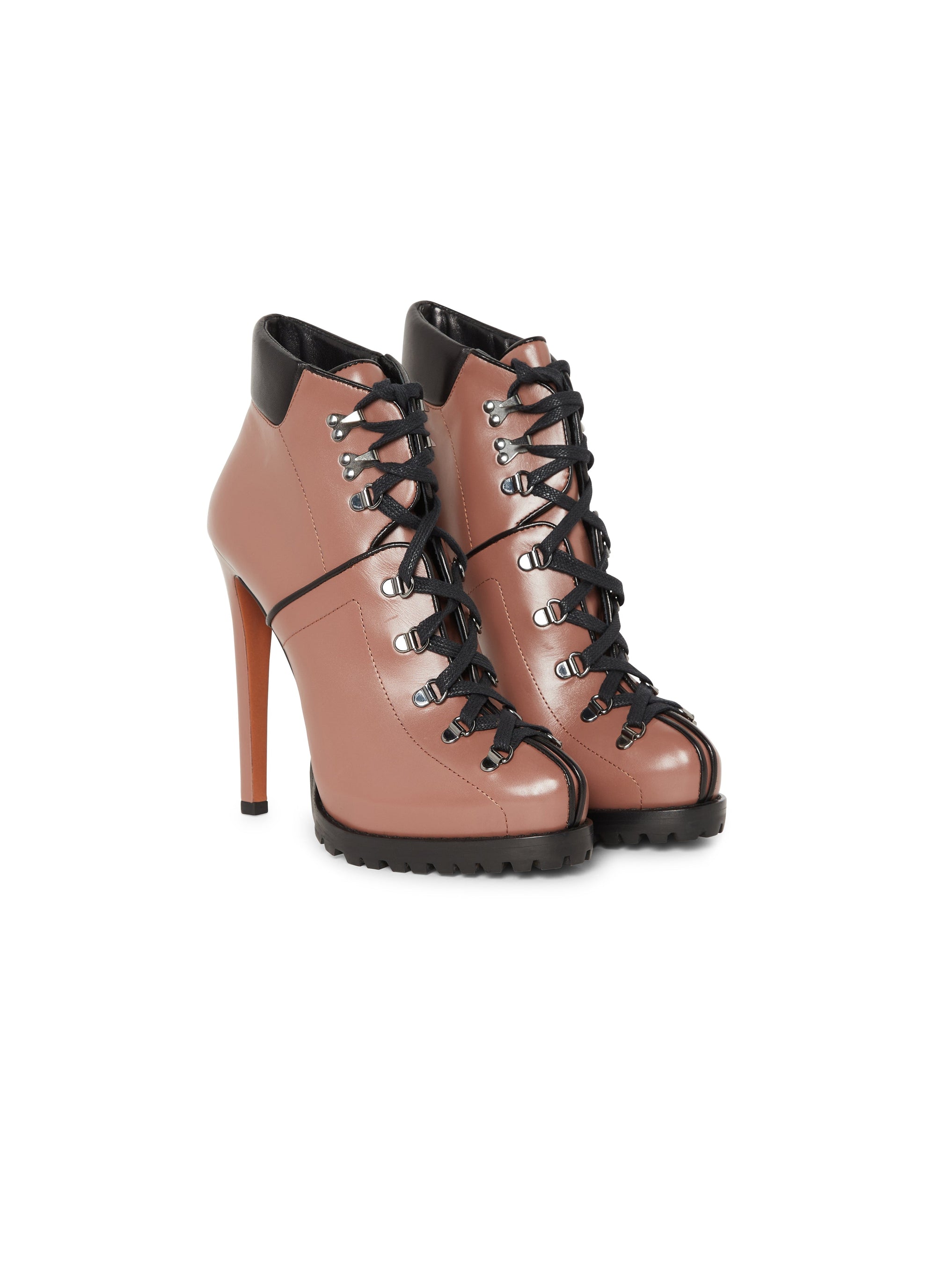 Leather leopard print platform ankle boots - Tobacco