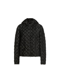Blouson à capuche brodé en laine - Noir & Blanc