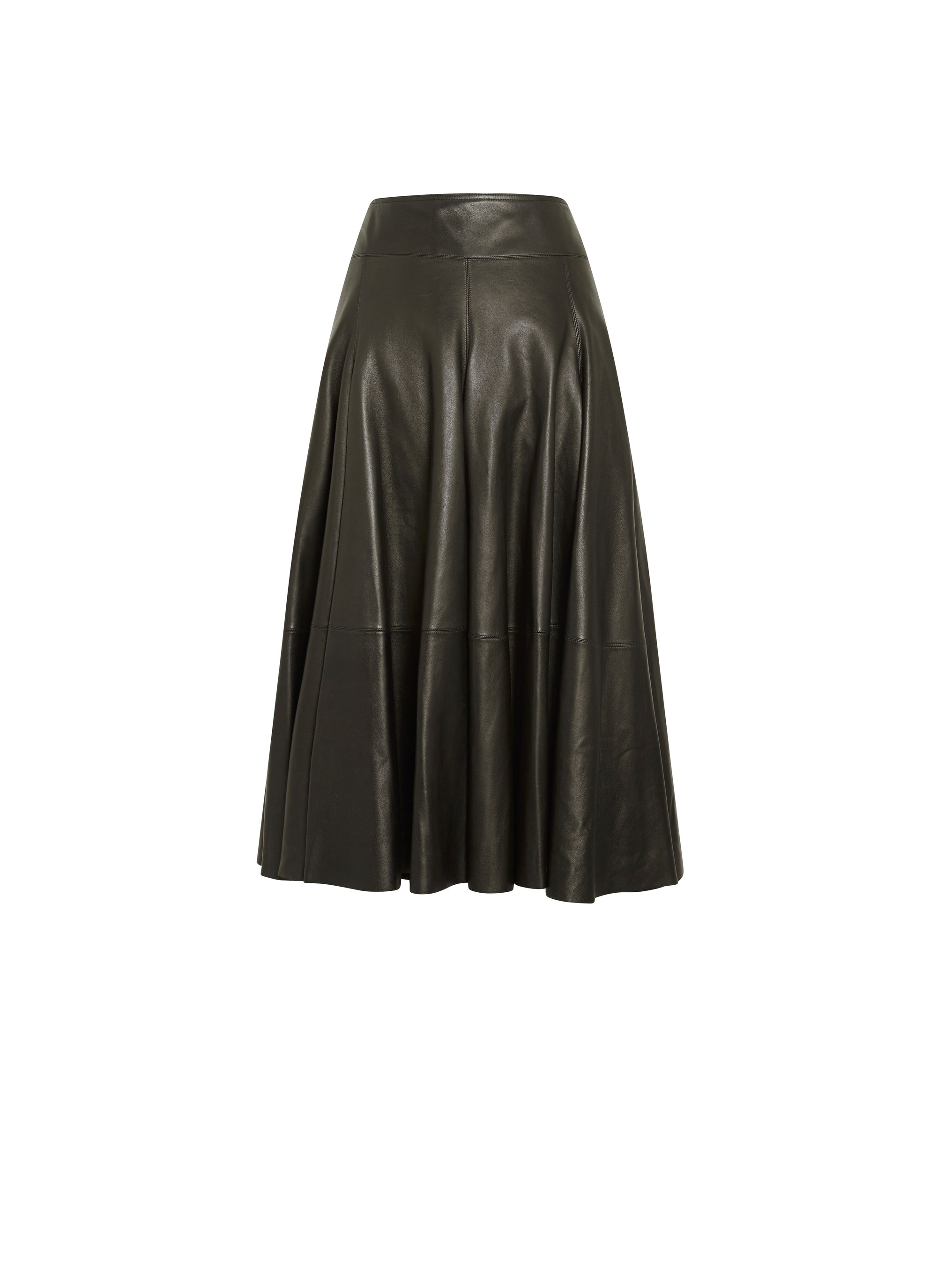 Jupe longue plissée plongée en cuir - Noir