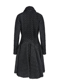 Manteau en cuir boutonné cintré - Noir & Blanc