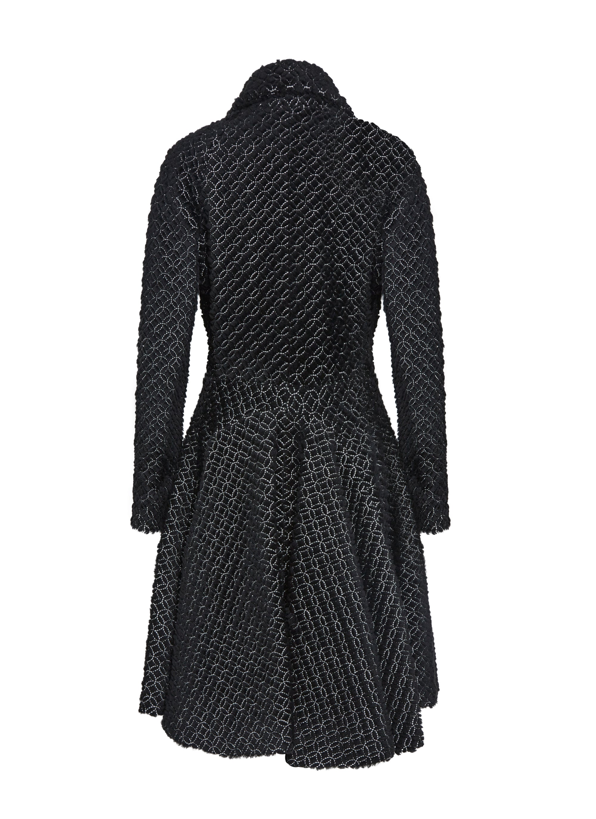Manteau en cuir boutonné cintré - Noir & Blanc