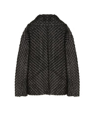 Coat with arabesque motif in leather - Black & White