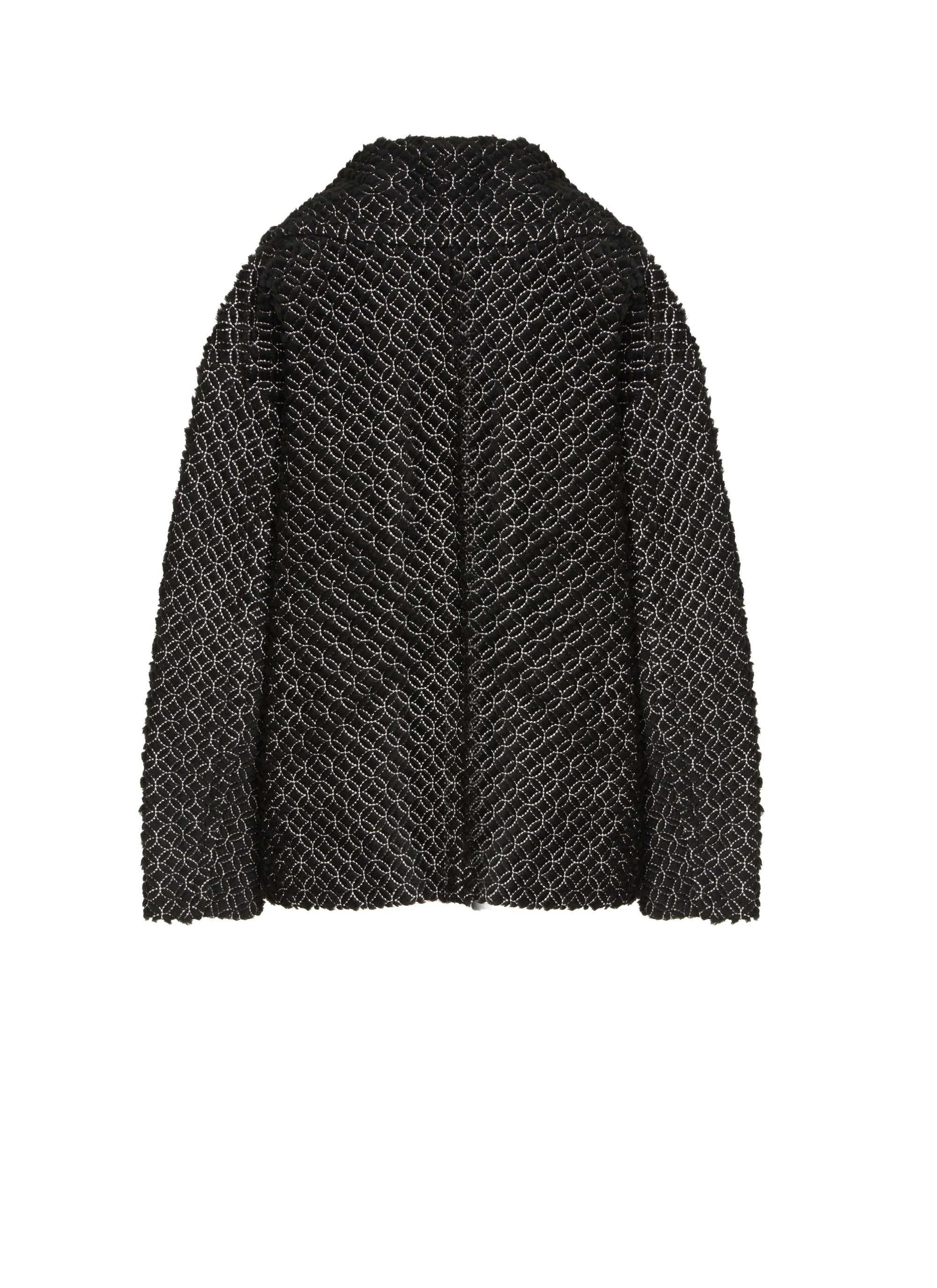 Coat with arabesque motif in leather - Black & White