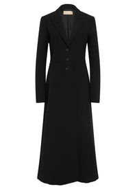 Long structured wool coat - Black intense