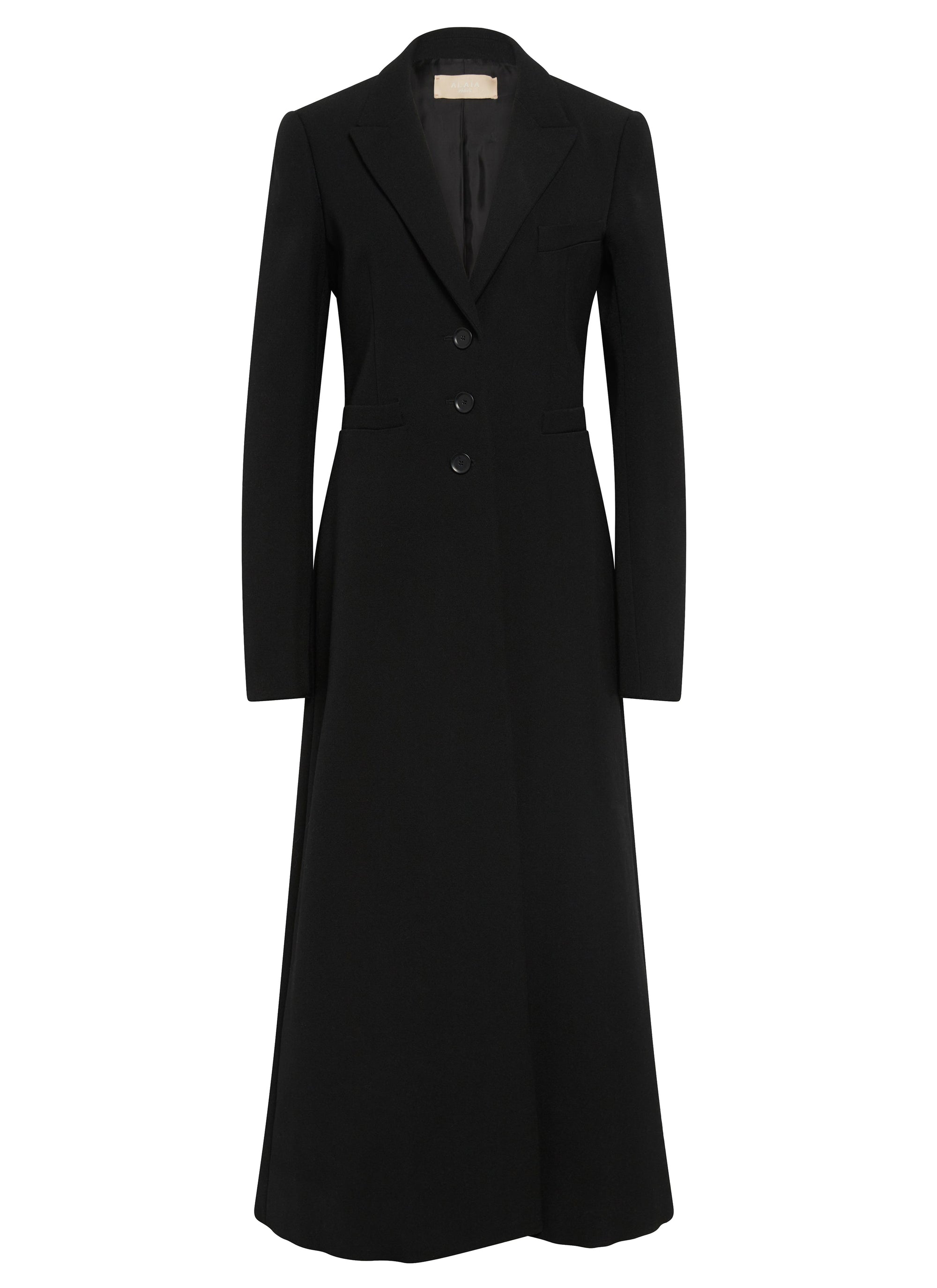 Long structured wool coat - Black intense